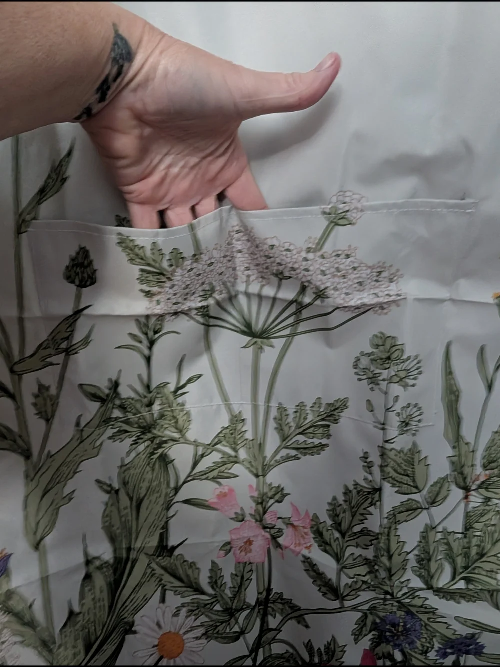 Source Unknown Cream Apron with Multicolor Botanical Prints